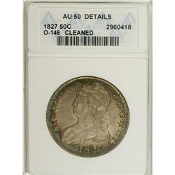 1827 50C Square Base 2--Cleaned--ANACS. AU50 Details.