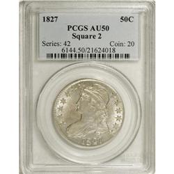 1827 50C Square Base 2 AU50 PCGS. O-139, R-4. PCGS