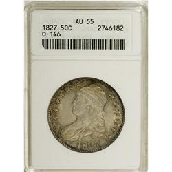 1827 50C Square Base 2 AU55 ANACS. O-146. NGC Cens