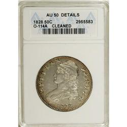 1828 50C Curl Base 2, No Knob--Cleaned--ANACS. AU50 De