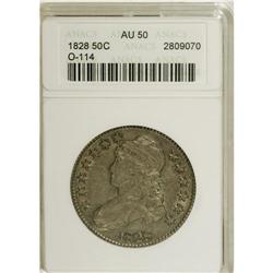 1828 50C Curl Base 2, No Knob AU50 ANACS. O-114. N