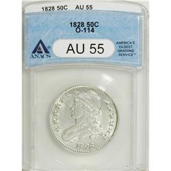 1828 50C Curl Base 2, No Knob AU55 ANACS. O-114. N