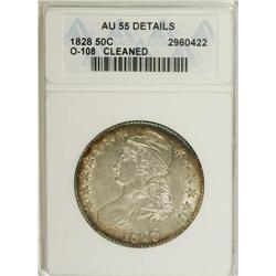 1828 50C Curl Base 2, No Knob--Cleaned--ANACS. AU55 De