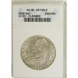 1830 50C Small 0--Cleaned--ANACS. AU50 Details. NGC Ce