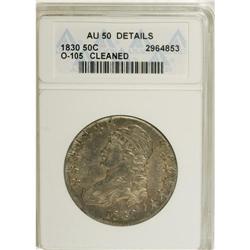 1830 50C Small 0--Cleaned--ANACS. AU50 Details. NGC Ce