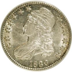 1830 50C Small 0 AU55 ANACS. O-103. NGC Census: (150/7