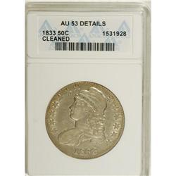1833 50C --Cleaned--ANACS. AU53 Details. NGC Census