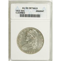 1833 50C --Cleaned--ANACS. AU55 Details. NGC Census