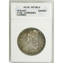 1834 50C Large Date, Large Letters--Cleaned, Corroded-