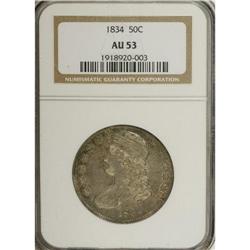 1834 50C Large Date, Large Letters AU53 NGC. NGC C