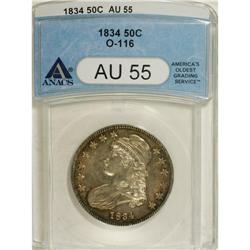 1834 50C Large Date, Large Letters AU55 ANACS. O-1