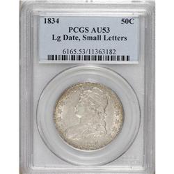 1834 50C Large Date, Small Letters AU53 PCGS. PCGS
