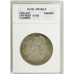 1836 50C Lettered Edge--Cleaned--ANACS. AU50 Details.
