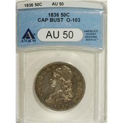 1836 50C Lettered Edge AU50 ANACS. O-103. NGC Cens