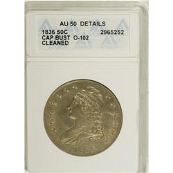 1836 50C Lettered Edge--Cleaned--ANACS. AU50 Details.