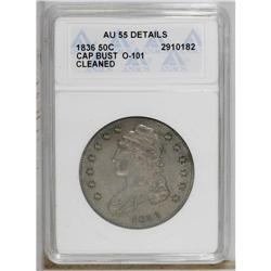1836 50C 50 Over 00--Cleaned--ANACS. AU55 Details. NGC