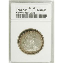 1848 50C AU50 ANACS. Repunched Date. NGC Census: (