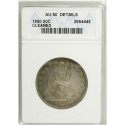1850 50C --Cleaned--ANACS. AU50 Details. NGC Census