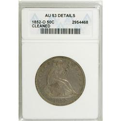 1852-O 50C --Cleaned--ANACS. AU53 Details. NGC Cens
