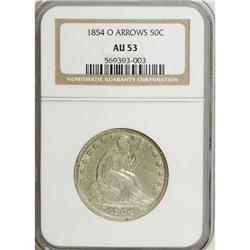 1854-O 50C Arrows AU53 NGC. NGC Census: (20/323).