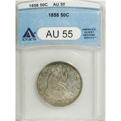 1858 50C AU55 ANACS. NGC Census: (28/210). PCGS Po
