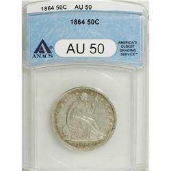1864 50C AU50 ANACS. NGC Census: (1/64). PCGS Popu