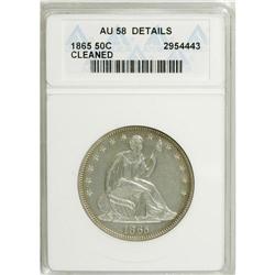 1865 50C --Cleaned--ANACS. AU58 Details. NGC Census