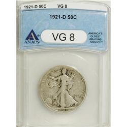 1921-D 50C VG8 ANACS. NGC Census: (88/437). PCGS P