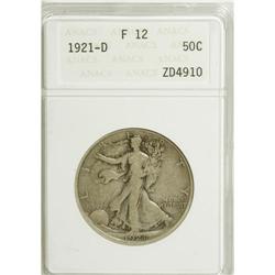 1921-D 50C F12 ANACS. NGC Census: (39/310). PCGS P