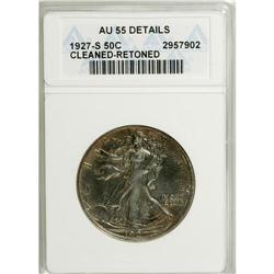 1927-S 50C --Cleaned, Recolored--ANACS. AU55 Details.