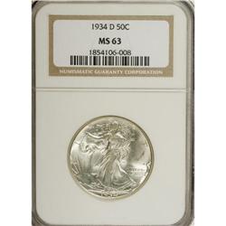 1934-D 50C MS63 NGC. NGC Census: (166/752). PCGS P