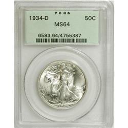 1934-D 50C MS64 PCGS. PCGS Population (679/534). N