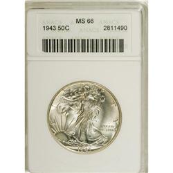 1943 50C MS66 ANACS. NGC Census: (2302/377). PCGS