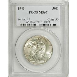 1943 50C MS67 PCGS. PCGS Population (259/5). NGC C