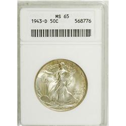 1943-D 50C MS65 ANACS. NGC Census: (1487/1317). PC