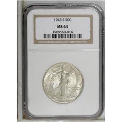 1943-S 50C MS64 NGC. NGC Census: (2014/1524). PCGS