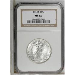 1943-S 50C MS64 NGC. NGC Census: (2014/1524). PCGS