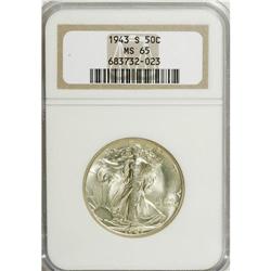 1943-S 50C MS65 NGC. NGC Census: (1277/245). PCGS