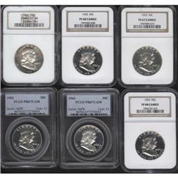 1960 50C PR68 NGC; 1962 PR67 Cameo PCGS; (2)1962 PR67