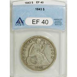 1843 $1 XF40 ANACS. NGC Census: (17/230). PCGS Pop