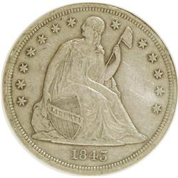 1843 $1 XF45 NGC. NGC Census: (34/194). PCGS Populatio
