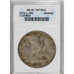 1878-S T$1 --Cleaned--ANACS. MS60 Details. NGC Cens