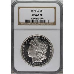 1878-CC $1 MS63 Prooflike NGC. NGC Census: (350/36