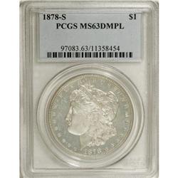 1878-S $1 MS63 Deep Mirror Prooflike PCGS. PCGS Po