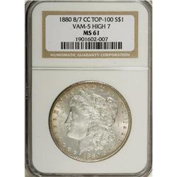 1880-CC $1 8 Over High 7 MS61 NGC. Vam-5, Top-100.