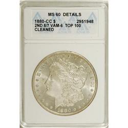 1880-CC $1 8/7 Reverse of 1878--Cleaned--ANACS. MS60 D