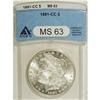 Image 1 : 1881-CC $1 MS63 ANACS. NGC Census: (1177/4675). PC