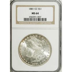 1881-CC $1 MS64 NGC. NGC Census: (2412/2234). PCGS