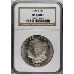1881-S $1 MS64 Deep Mirror Prooflike NGC. NGC Cens