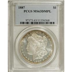 1887 $1 MS63 Deep Mirror Prooflike PCGS. PCGS Popu